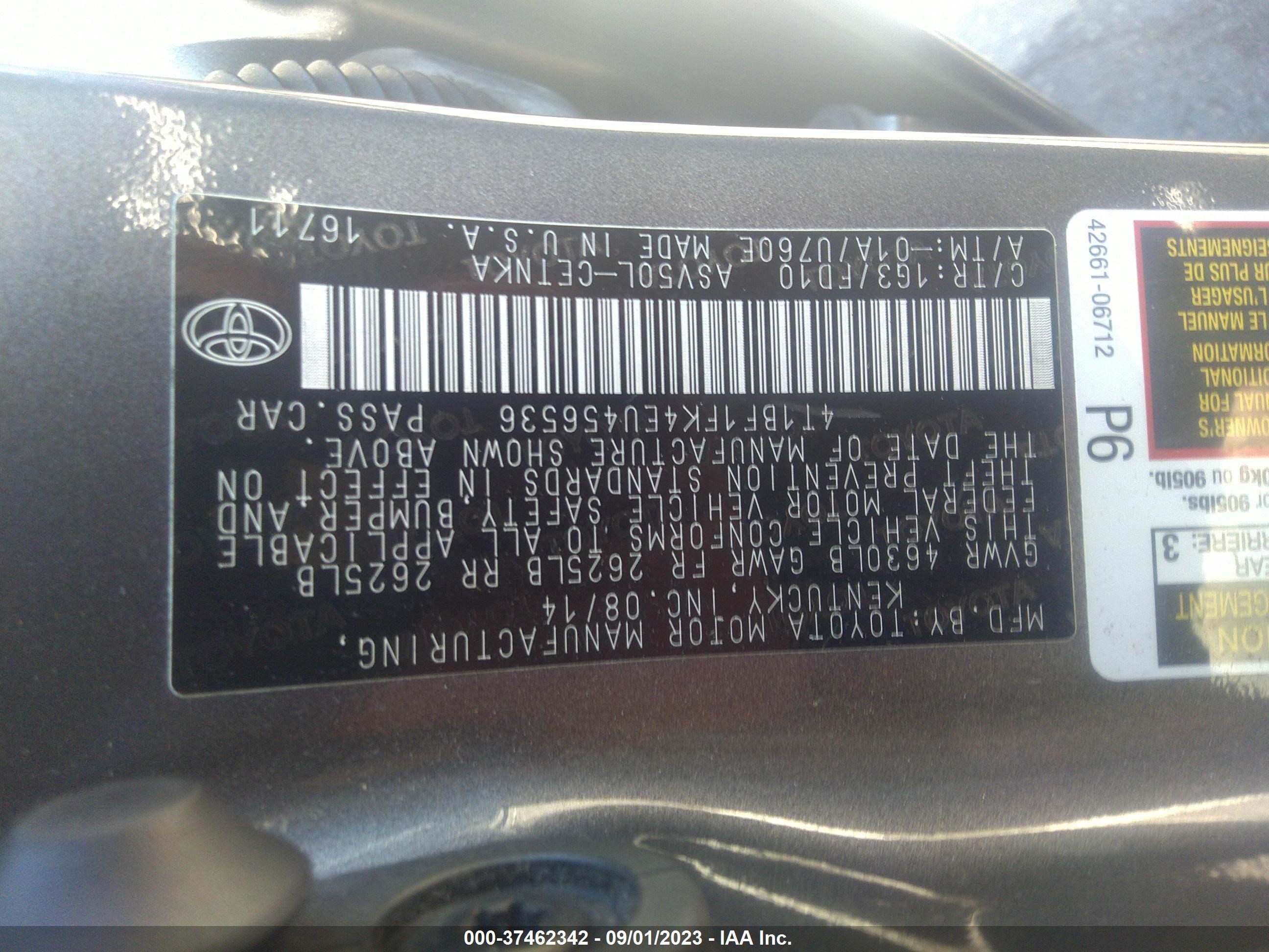 Photo 8 VIN: 4T1BF1FK4EU456536 - TOYOTA CAMRY 