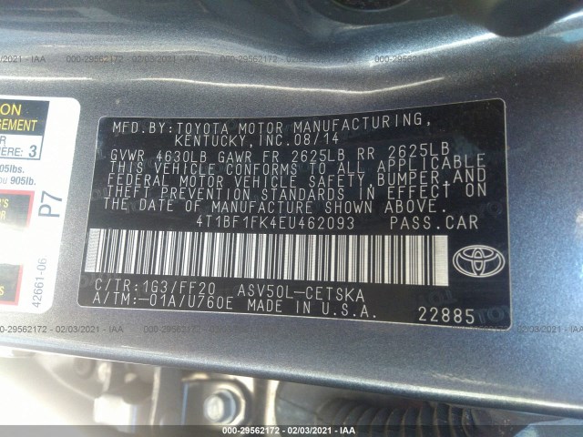 Photo 8 VIN: 4T1BF1FK4EU462093 - TOYOTA CAMRY 