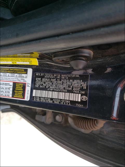 Photo 9 VIN: 4T1BF1FK4EU727840 - TOYOTA CAMRY L 