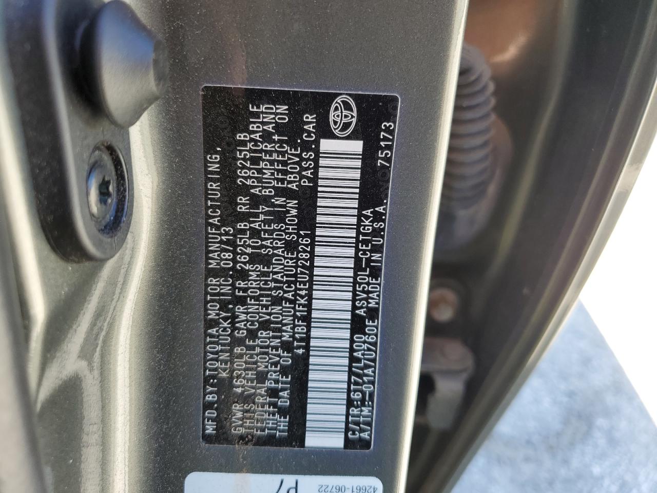 Photo 11 VIN: 4T1BF1FK4EU728261 - TOYOTA CAMRY 