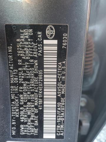 Photo 11 VIN: 4T1BF1FK4EU728695 - TOYOTA CAMRY L 