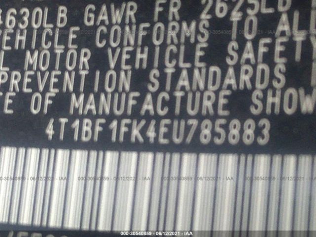 Photo 8 VIN: 4T1BF1FK4EU785883 - TOYOTA CAMRY 