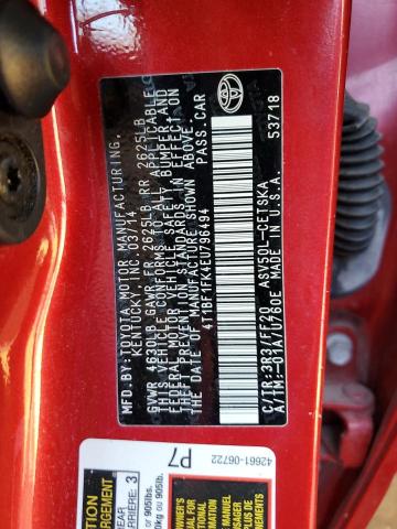 Photo 11 VIN: 4T1BF1FK4EU796494 - TOYOTA CAMRY L 