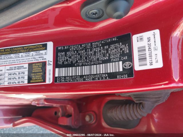 Photo 8 VIN: 4T1BF1FK4EU810314 - TOYOTA CAMRY 