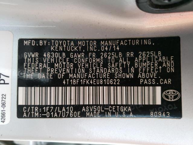 Photo 11 VIN: 4T1BF1FK4EU810622 - TOYOTA CAMRY L 