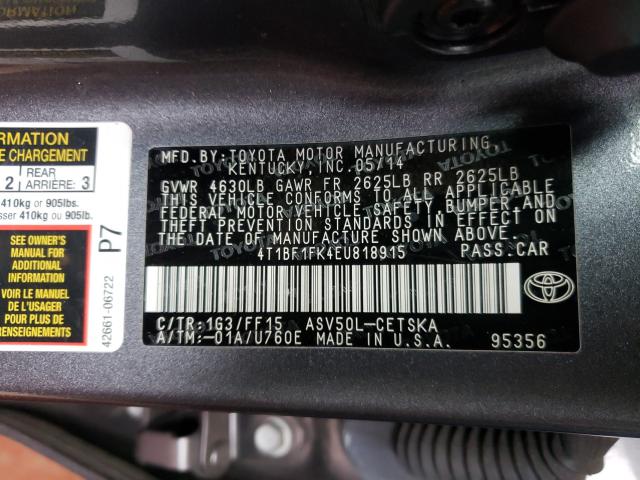 Photo 9 VIN: 4T1BF1FK4EU818915 - TOYOTA CAMRY 