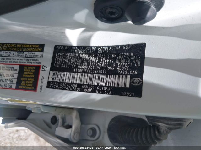 Photo 8 VIN: 4T1BF1FK4EU825511 - TOYOTA CAMRY 