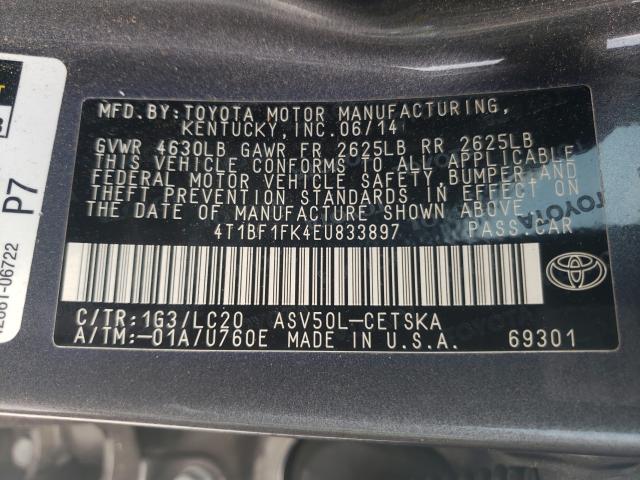 Photo 9 VIN: 4T1BF1FK4EU833897 - TOYOTA CAMRY L 