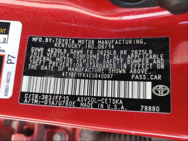 Photo 9 VIN: 4T1BF1FK4EU840087 - TOYOTA CAMRY L 