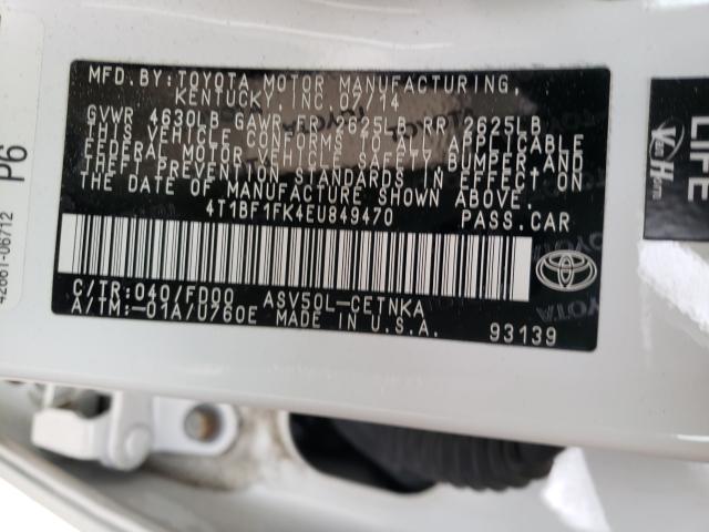 Photo 9 VIN: 4T1BF1FK4EU849470 - TOYOTA CAMRY L 