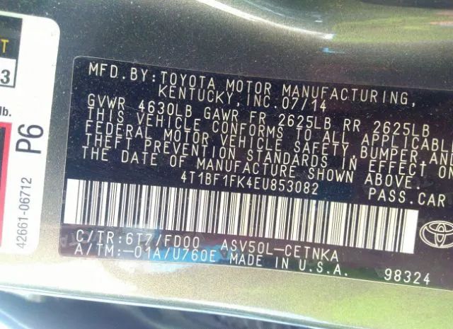 Photo 8 VIN: 4T1BF1FK4EU853082 - TOYOTA CAMRY 