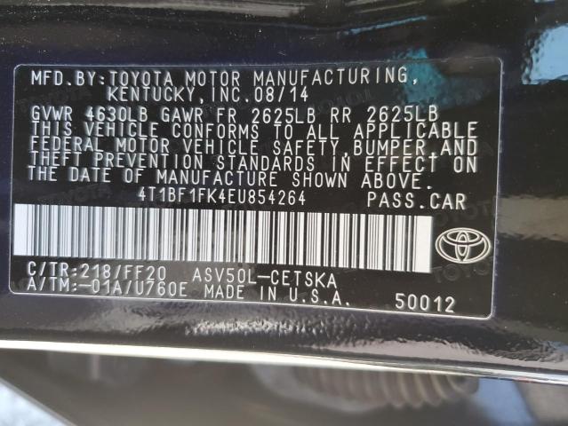 Photo 11 VIN: 4T1BF1FK4EU854264 - TOYOTA CAMRY L 