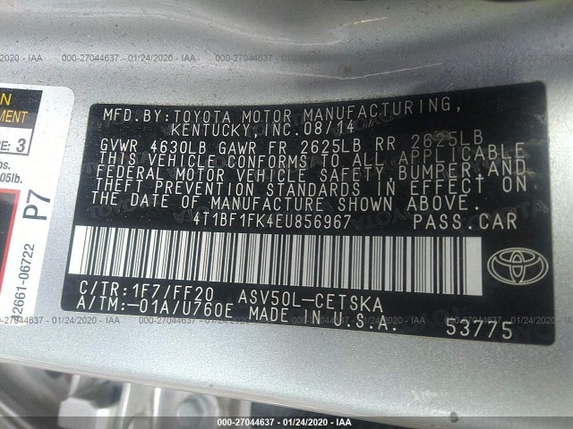 Photo 8 VIN: 4T1BF1FK4EU856967 - TOYOTA CAMRY 