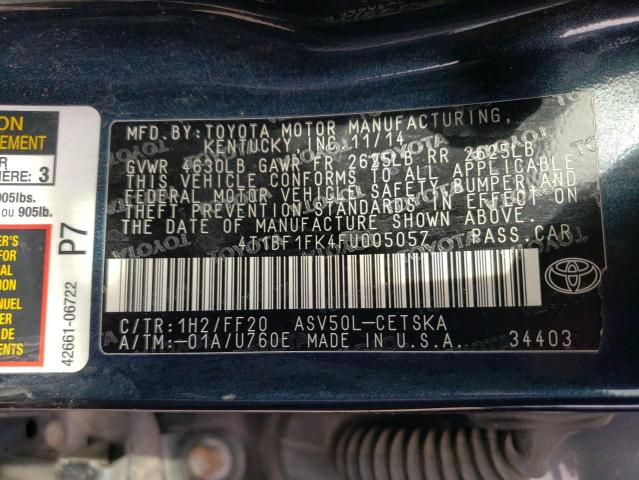 Photo 9 VIN: 4T1BF1FK4FU005057 - TOYOTA CAMRY LE 