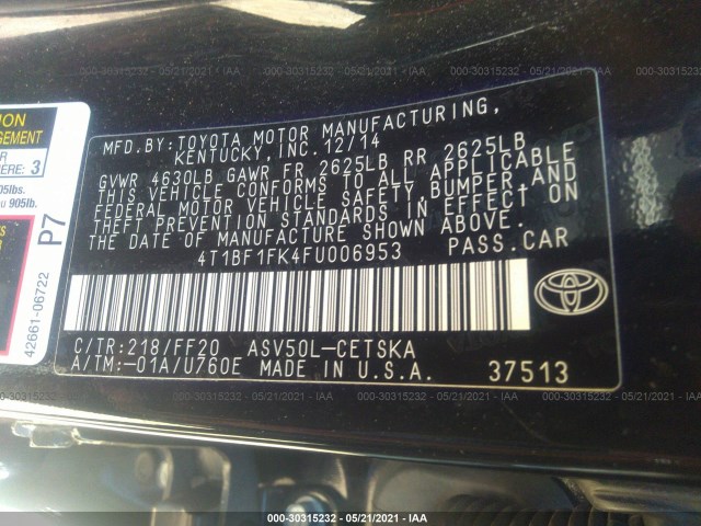 Photo 8 VIN: 4T1BF1FK4FU006953 - TOYOTA CAMRY 