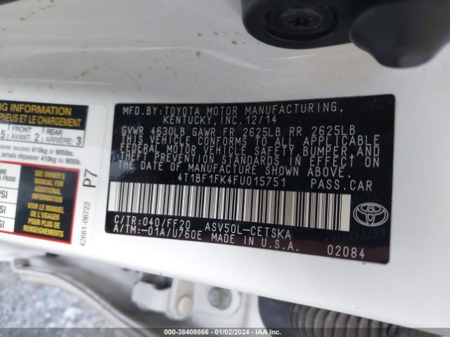 Photo 8 VIN: 4T1BF1FK4FU015751 - TOYOTA CAMRY 