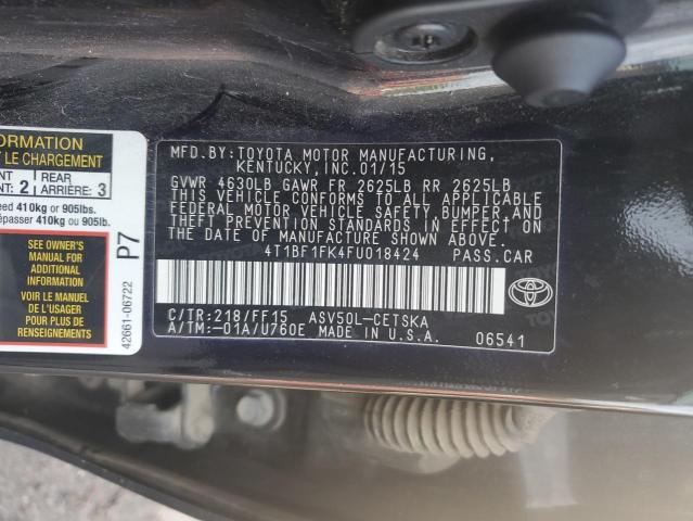 Photo 11 VIN: 4T1BF1FK4FU018424 - TOYOTA CAMRY LE 