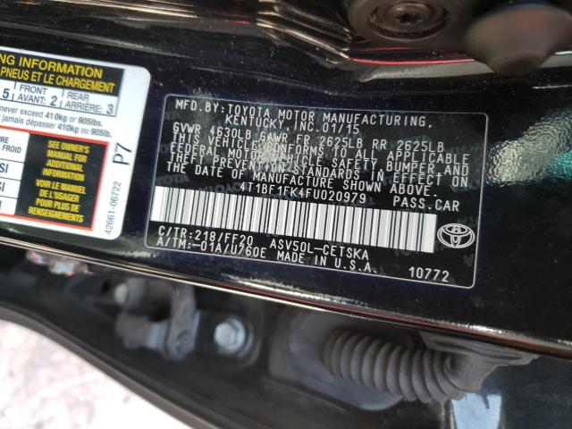 Photo 9 VIN: 4T1BF1FK4FU020979 - TOYOTA CAMRY LE 