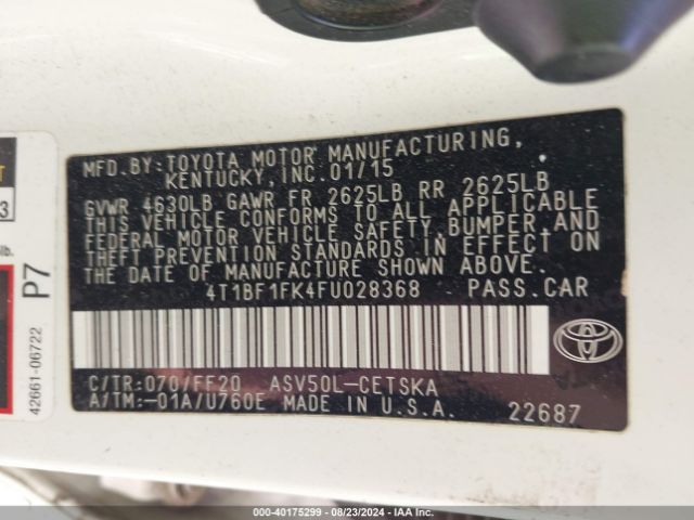 Photo 8 VIN: 4T1BF1FK4FU028368 - TOYOTA CAMRY 