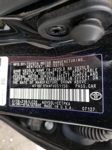 Photo 9 VIN: 4T1BF1FK4FU051150 - TOYOTA CAMRY LE 