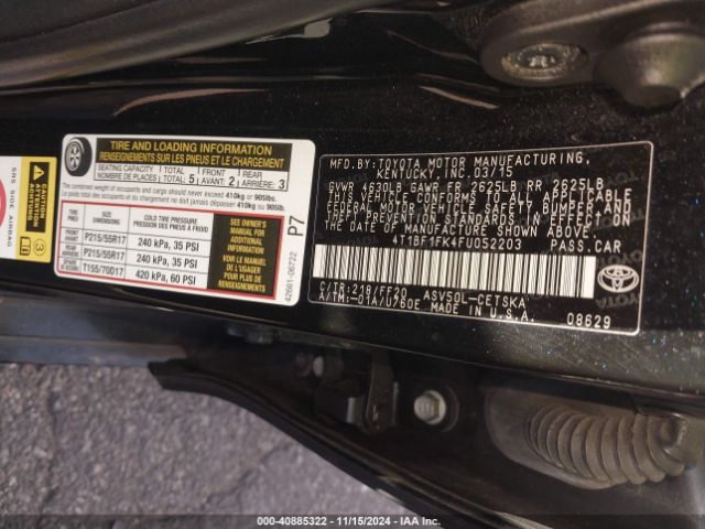 Photo 8 VIN: 4T1BF1FK4FU052203 - TOYOTA CAMRY 