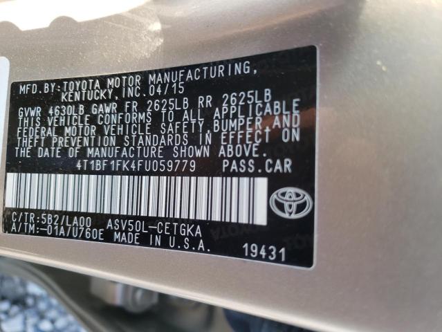 Photo 9 VIN: 4T1BF1FK4FU059779 - TOYOTA CAMRY LE 