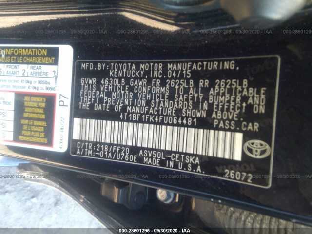 Photo 8 VIN: 4T1BF1FK4FU064481 - TOYOTA CAMRY 