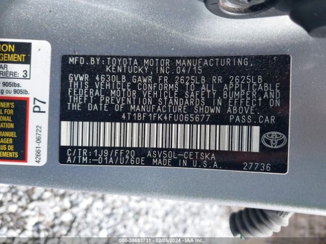 Photo 8 VIN: 4T1BF1FK4FU065677 - TOYOTA CAMRY 