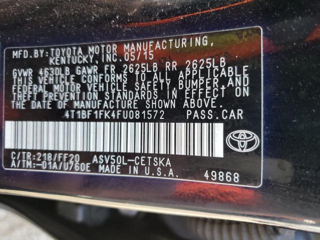 Photo 9 VIN: 4T1BF1FK4FU081572 - TOYOTA CAMRY LE 