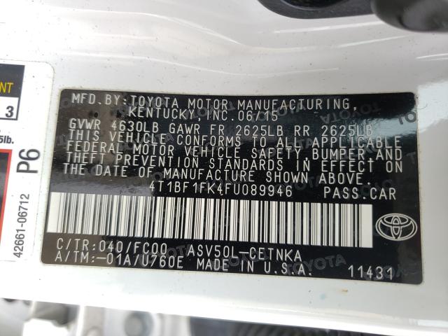 Photo 9 VIN: 4T1BF1FK4FU089946 - TOYOTA CAMRY LE 