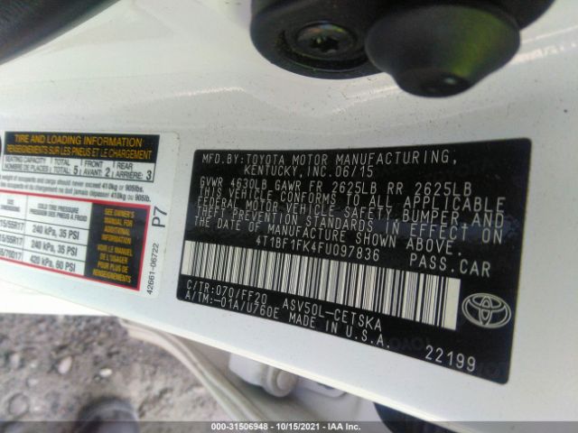 Photo 8 VIN: 4T1BF1FK4FU097836 - TOYOTA CAMRY 