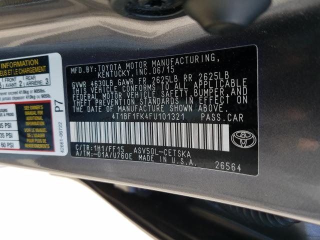 Photo 9 VIN: 4T1BF1FK4FU101321 - TOYOTA CAMRY LE 