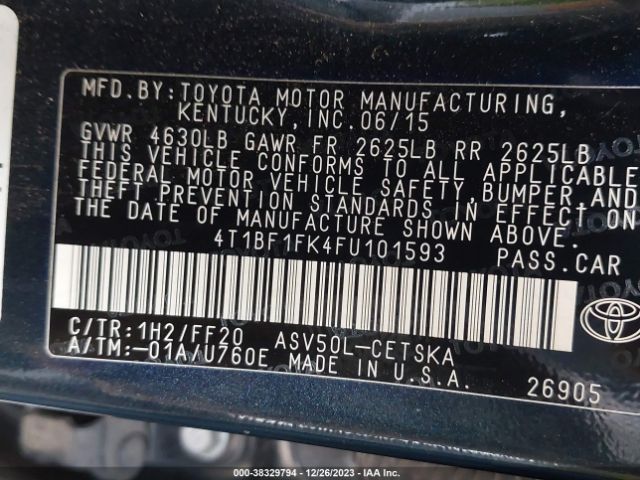 Photo 8 VIN: 4T1BF1FK4FU101593 - TOYOTA CAMRY 