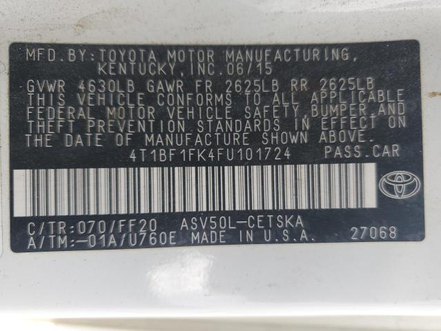 Photo 11 VIN: 4T1BF1FK4FU101724 - TOYOTA CAMRY LE 