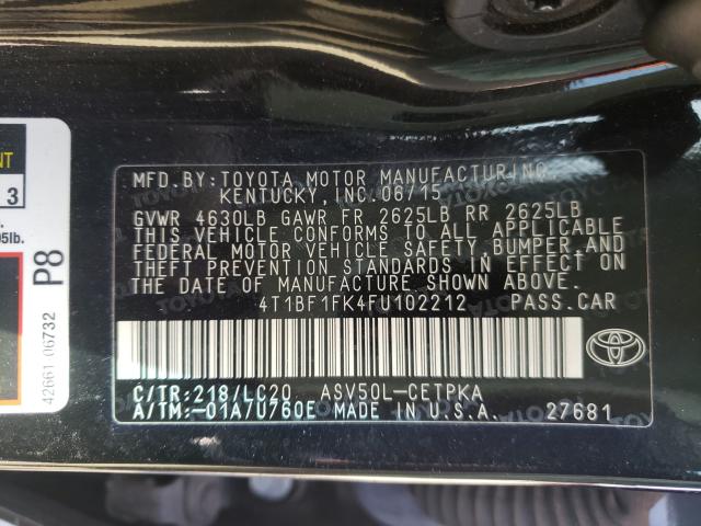 Photo 9 VIN: 4T1BF1FK4FU102212 - TOYOTA CAMRY LE 