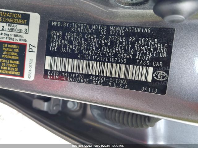 Photo 8 VIN: 4T1BF1FK4FU107359 - TOYOTA CAMRY 