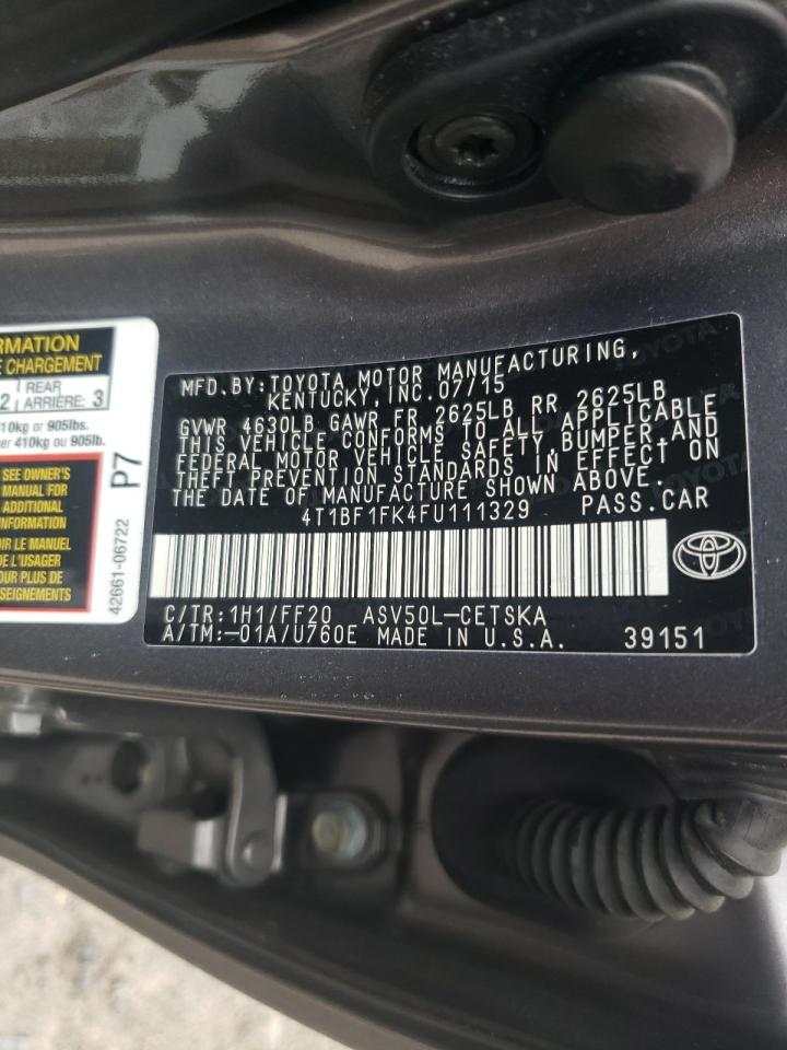 Photo 11 VIN: 4T1BF1FK4FU111329 - TOYOTA CAMRY 