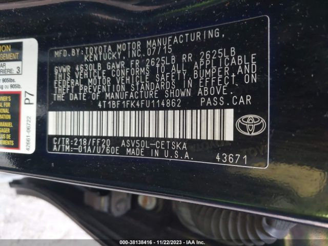 Photo 8 VIN: 4T1BF1FK4FU114862 - TOYOTA CAMRY 