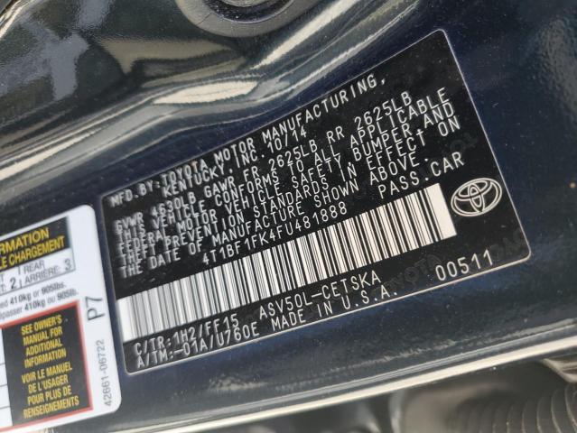 Photo 12 VIN: 4T1BF1FK4FU481888 - TOYOTA CAMRY LE 