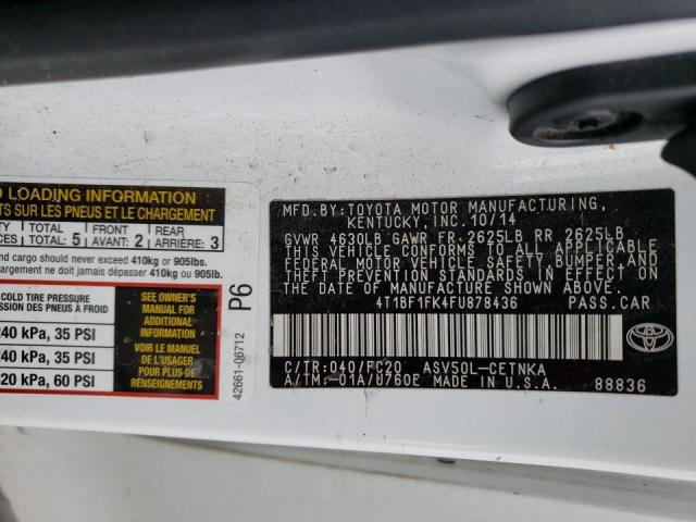 Photo 9 VIN: 4T1BF1FK4FU878436 - TOYOTA CAMRY LE 