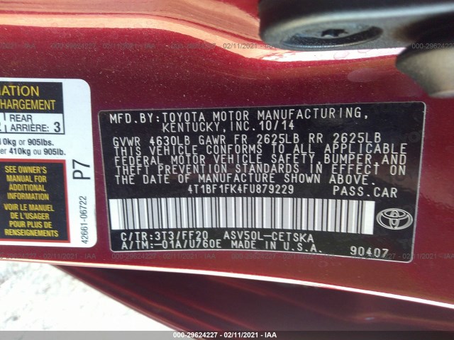 Photo 8 VIN: 4T1BF1FK4FU879229 - TOYOTA CAMRY 