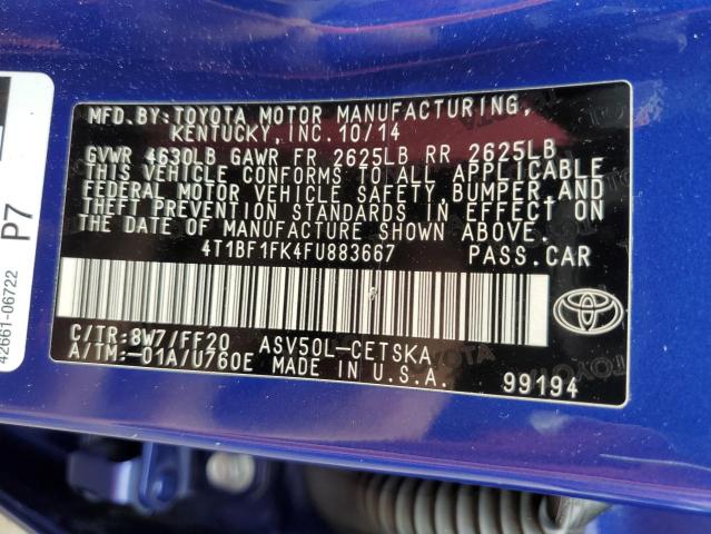 Photo 11 VIN: 4T1BF1FK4FU883667 - TOYOTA CAMRY LE 