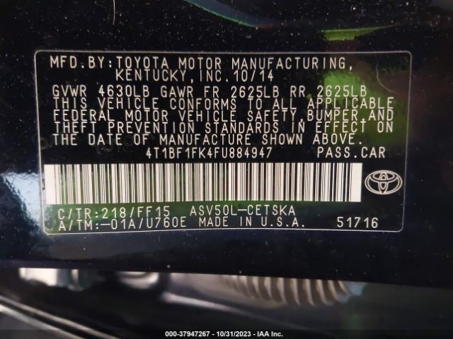 Photo 8 VIN: 4T1BF1FK4FU884947 - TOYOTA CAMRY 