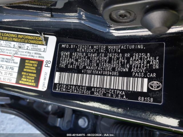 Photo 8 VIN: 4T1BF1FK4FU894085 - TOYOTA CAMRY 