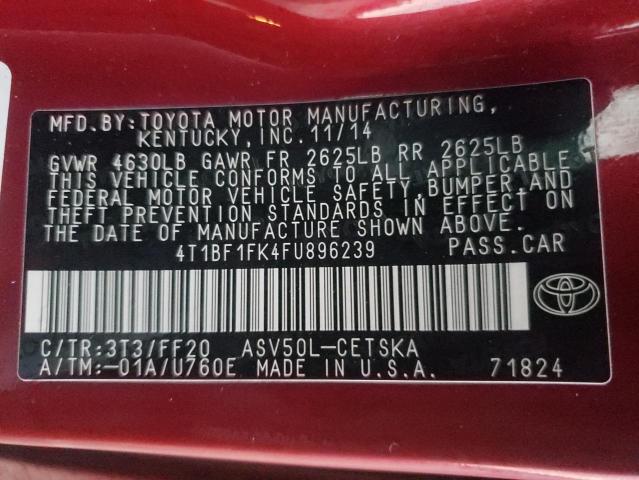 Photo 9 VIN: 4T1BF1FK4FU896239 - TOYOTA CAMRY LE 