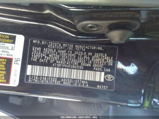 Photo 8 VIN: 4T1BF1FK4FU903593 - TOYOTA CAMRY 