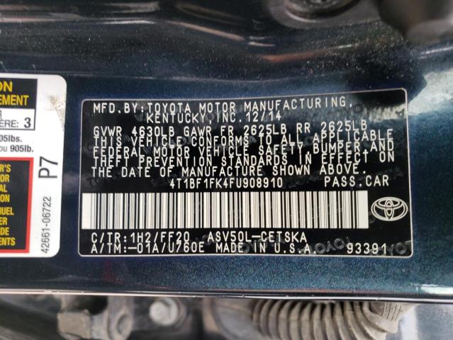 Photo 11 VIN: 4T1BF1FK4FU908910 - TOYOTA CAMRY LE 