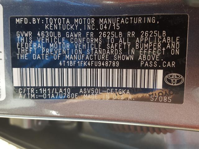 Photo 9 VIN: 4T1BF1FK4FU948789 - TOYOTA CAMRY LE 