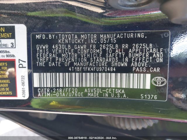 Photo 8 VIN: 4T1BF1FK4FU970484 - TOYOTA CAMRY 