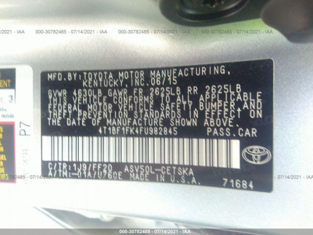 Photo 8 VIN: 4T1BF1FK4FU982845 - TOYOTA CAMRY 